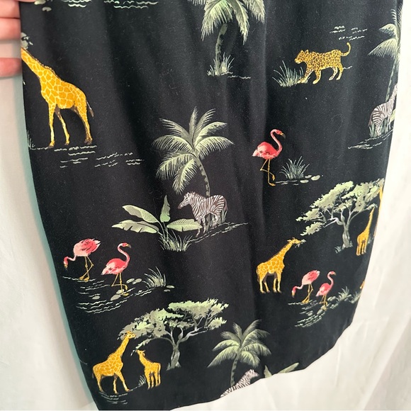 Old Navy size S black fitted dress with safari animal print - Picture 4 of 8